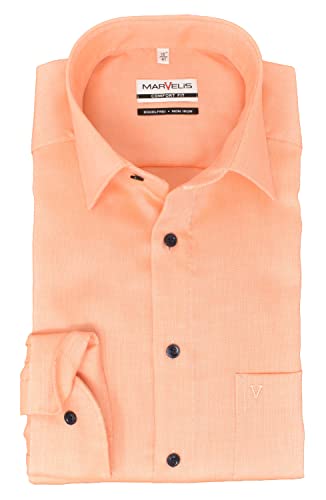 Marvelis Herren Businesshemd Comfort Fit Kent Kragen Langarm Einfarbig Orange, Kragenweite:44 von Marvelis