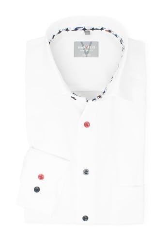 Marvelis Herren Businesshemd Comfort Fit Kent Kragen Langarm Einfarbig Weiß, Kragenweite:44 von Marvelis