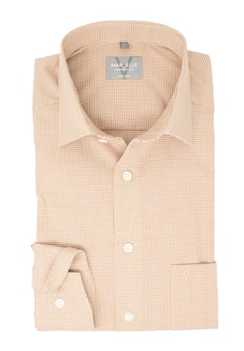 Marvelis Herren Businesshemd Comfort Fit Kent Kragen Langarm Kariert Braun, Kragenweite:45 von Marvelis