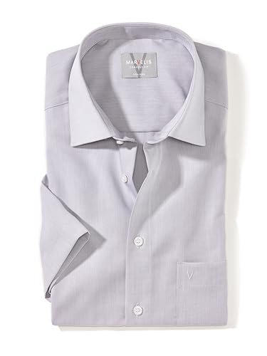 Marvelis Herren Businesshemd Kurzarm Non-Iron Comfort Fit,Chambray,New Kent,Mittelgrau 60,47 von Marvelis