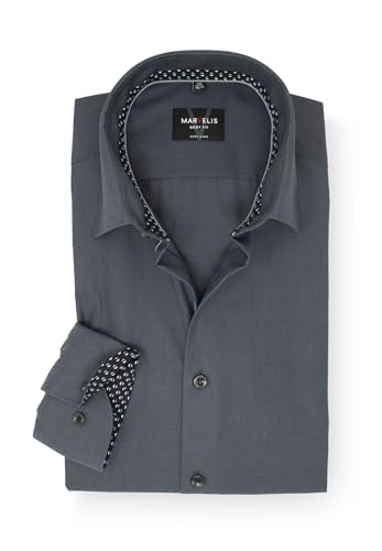 Marvelis Herren Businesshemd Langarm Body Fit,Einfarbig,New Kent, Kragenweite:42 von Marvelis