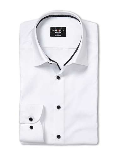 Marvelis Herren Businesshemd Langarm Body-Fit,Einfarbig,New York Kent,schwarz 68,40 von Marvelis