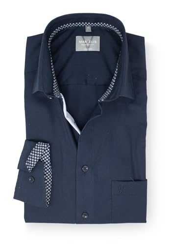 Marvelis Herren Businesshemd Langarm Non-Iron-Comfort-Fit,Chambray,New Kent,Marine 18,47 von Marvelis