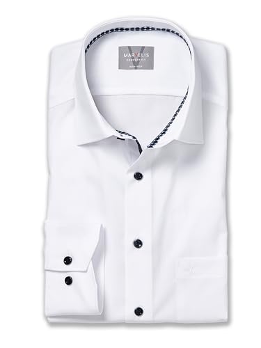 Marvelis Herren Businesshemd Langarm Non-Iron Comfort Fit,Einfarbig,New Kent,Weiss 00,40 von Marvelis
