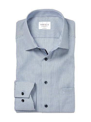 Marvelis Herren Businesshemd Langarm Non-Iron Modern Fit,Einfarbig,New Kent,Marine 18,48 von Marvelis