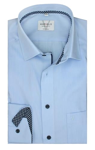 Marvelis Herren Businesshemd Langarm Non-Iron-Modern-Fit,Einfarbig,New Kent,bleu 11,46 von Marvelis