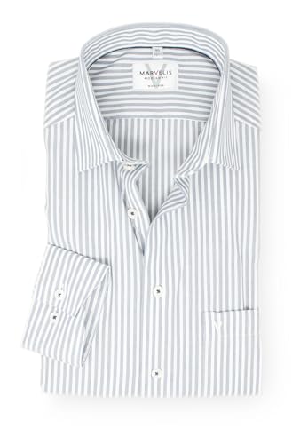 Marvelis Herren Businesshemd Langarm Non-Iron Modern Fit,Gestreift,New Kent, Kragenweite:45 von Marvelis