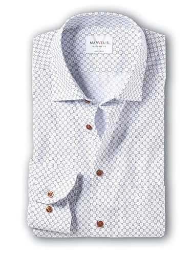 Marvelis Herren Businesshemd Langarm Non-Iron Modern Fit,Rotationsdruck,New Kent,Weiss 00,40 von Marvelis