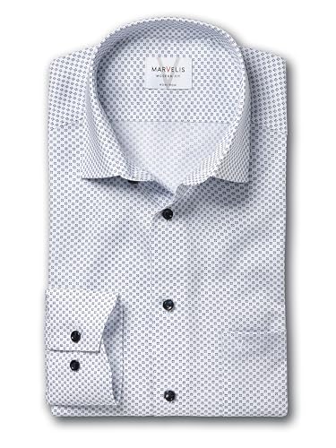 Marvelis Herren Businesshemd Langarm Non-Iron-Modern-Fit,Rotationsdruck,New Kent,Weiss 00,40 von Marvelis