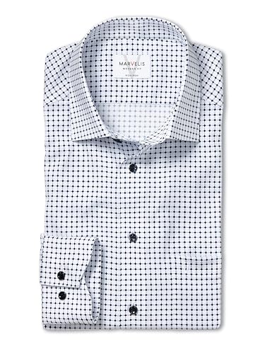 Marvelis Herren Businesshemd Langarm Non-Iron Modern Fit,Rotationsdruck,New Kent,bleu 11,39 von Marvelis