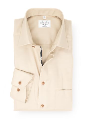 Marvelis Herren Businesshemd Langarm Non-Iron Modern Fit,Struktur,New Kent, Kragenweite:42 von Marvelis