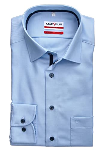 Marvelis Herren Businesshemd Non-Iron Modern Fit, Langarm, Kent-Kragen, Twill, 100% Baumwolle, bleu 11, 38 von Marvelis