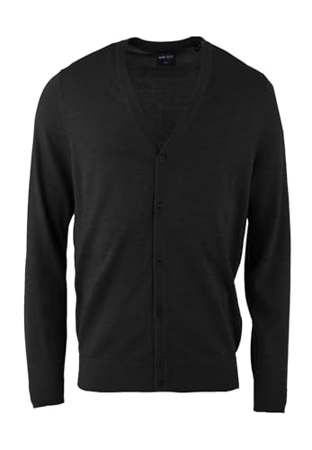 Marvelis Herren Cardigan Casual Fit Einfarbig Schwarz, Größe:L von Marvelis