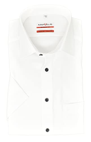 Marvelis Herren Kurzarmhemd Modern Fit Kent Kragen Kurzarm Einfarbig Weiß, Kragenweite:41 von Marvelis