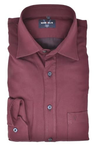 Marvelis Herren Langarmhemd Casual Modern Fit Kent Kragen Langarm Einfarbig Bordeaux, Größe:L von Marvelis