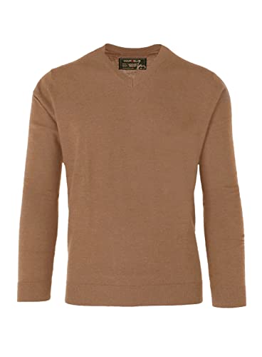 Marvelis Herren Merino Pullover Casual Fit V-Ausschnitt Einfarbig Braun, Größe:3XL von Marvelis