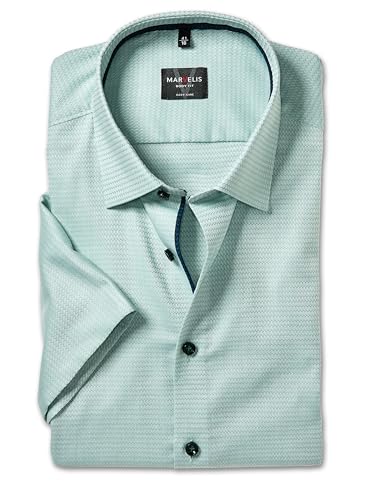 Marvelis Herren Oberhemd Kurzarm Body-Fit,Einfarbig,18 New York Kent,grün 45,39 von Marvelis