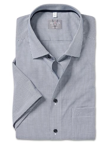 Marvelis Herren Oberhemd Kurzarm Non-Iron-Comfort-Fit,Kariert,13 New Kent,Marine 18,48 von Marvelis