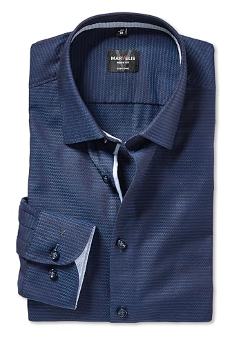 Marvelis Herren Oberhemd Langarm Body-Fit,Einfarbig,18 New York Kent,Marine 18,40 von Marvelis