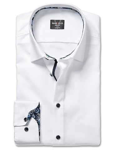 Marvelis Herren Oberhemd Langarm Body-Fit,Einfarbig,18 New York Kent,Weiss 00,38 von Marvelis
