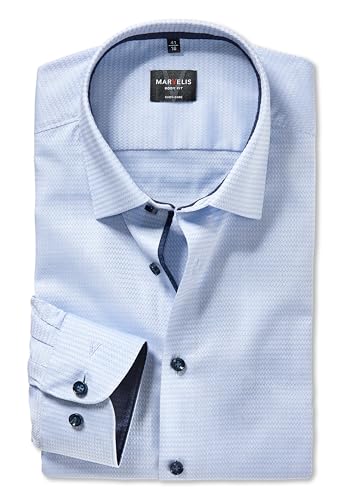 Marvelis Herren Oberhemd Langarm Body-Fit,Einfarbig,18 New York Kent,bleu 11,38 von Marvelis