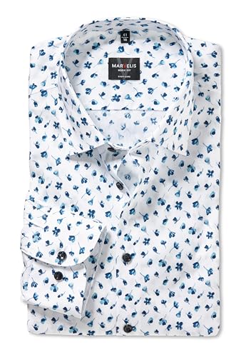 Marvelis Herren Oberhemd Langarm Body-Fit,Einfarbig,18 New York Kent,bleu 11,42 von Marvelis