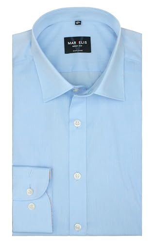 Marvelis Herren Oberhemd Langarm Body Fit | Uni Hellblau | New York Kent Kragen | Gr. 39 von Marvelis