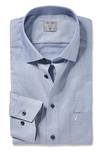 Marvelis Herren Oberhemd Langarm Comfort-Fit,Einfarbig,13 New Kent,Marine 18,46 von Marvelis