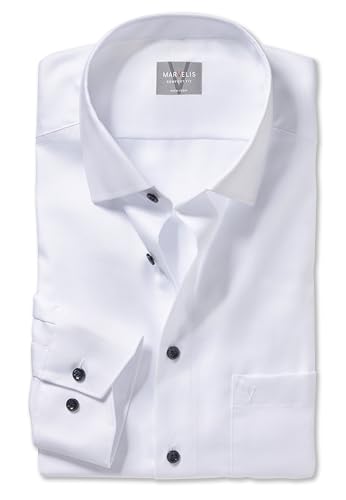 Marvelis Herren Oberhemd Langarm Comfort-Fit,Einfarbig,13 New Kent,Weiss 00,42 von Marvelis