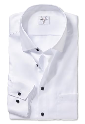 Marvelis Herren Oberhemd Langarm Dern-Fit,Einfarbig,13 New Kent,Weiss 00,44 von Marvelis