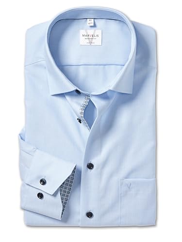 Marvelis Herren Oberhemd Langarm Lis Non-Iron M.F.,Einfarbig,New Kent,Rauchblau 13,43 von Marvelis