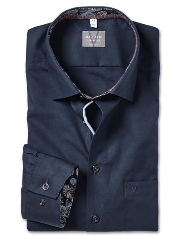 Marvelis Herren Oberhemd Langarm Non-Iron-Comfort-Fit,Einfarbig,13 New Kent,Marine 18,41 von Marvelis