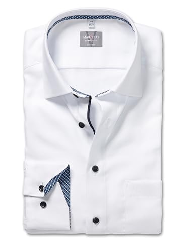 Marvelis Herren Oberhemd Langarm Non-Iron-Comfort-Fit,Einfarbig,13 New Kent,Weiss 00,49 von Marvelis