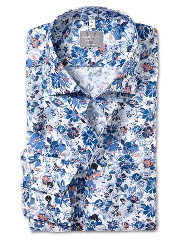 Marvelis Herren Oberhemd Langarm Non-Iron-Comfort-Fit,Einfarbig,13 New Kent,blau 15,43 von Marvelis