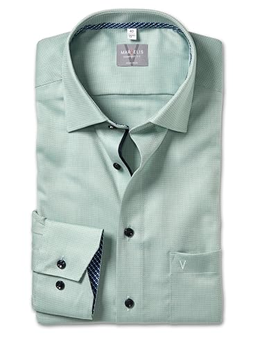 Marvelis Herren Oberhemd Langarm Non-Iron-Comfort-Fit,Einfarbig,13 New Kent,grün 45,44 von Marvelis