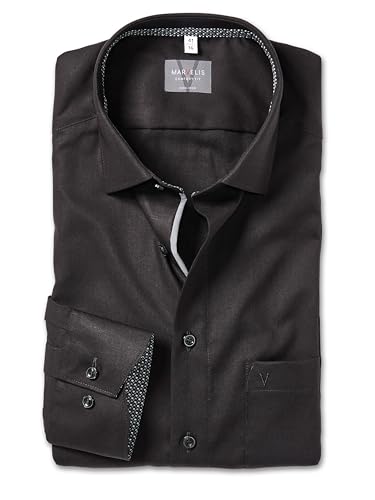 Marvelis Herren Oberhemd Langarm Non-Iron-Comfort-Fit,Einfarbig,13 New Kent,schwarz 68,46 von Marvelis