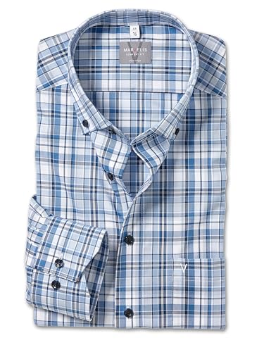 Marvelis Herren Oberhemd Langarm Non-Iron-Comfort-Fit,Kariert,04 Button-Down-Kragen,blau 15,45 Marvelis Herren Oberhemd Langarm Non-Iron-Comfort-Fit,Kariert,04 Button-Down-Kragen,blau 15,45 von Marvelis