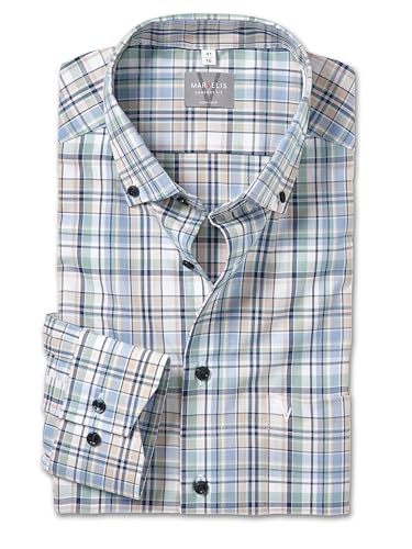 Marvelis Herren Oberhemd Langarm Non-Iron-Comfort-Fit,Kariert,04 Button-Down-Kragen,grün 45,48 Marvelis Herren Oberhemd Langarm Non-Iron-Comfort-Fit,Kariert,04 Button-Down-Kragen,grün 45,48 von Marvelis