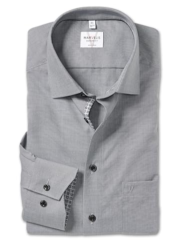 Marvelis Herren Oberhemd Langarm Non-Iron-Modern-Fit,Einfarbig,13 New Kent,Mammut 66,43 von Marvelis