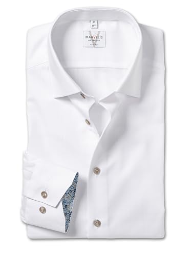 Marvelis Herren Oberhemd Langarm Non-Iron-Modern-Fit,Einfarbig,13 New Kent,Weiss 00,40 von Marvelis