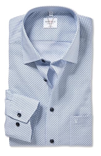 Marvelis Herren Oberhemd Langarm Non-Iron-Modern-Fit,Einfarbig,13 New Kent,bleu 11,42 von Marvelis