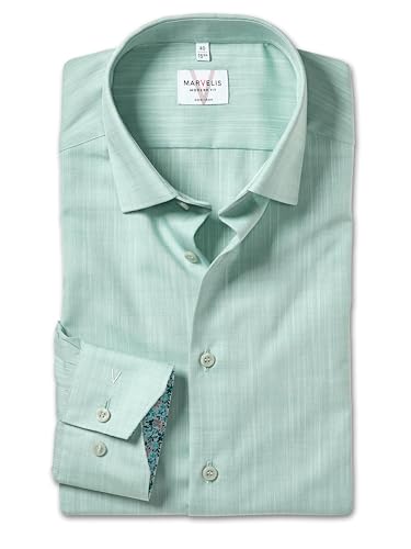 Marvelis Herren Oberhemd Langarm Non-Iron-Modern-Fit,Einfarbig,13 New Kent,hellgrün 40,43 von Marvelis
