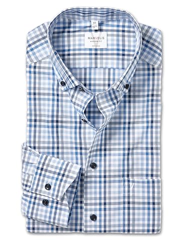 Marvelis Herren Oberhemd Langarm Non-Iron-Modern-Fit,Kariert,04 Button-Down-Kragen,blau 15,47 Marvelis Herren Oberhemd Langarm Non-Iron-Modern-Fit,Kariert,04 Button-Down-Kragen,blau 15,47 von Marvelis