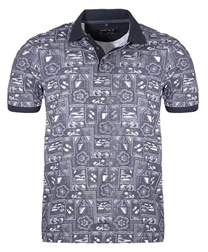 Marvelis Herren Poloshirt Casual Fit Kurzarm Muster Marine, Größe:M von Marvelis