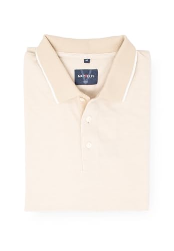 Marvelis Herren Poloshirt Modern Fit Polokragen Einfarbig Hellbeige, Größe:XXL von Marvelis