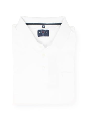 Marvelis Herren Poloshirt Quick Dry Polokragen Einfarbig Weiß, Größe:3XL von Marvelis