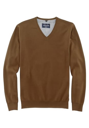 Marvelis Herren Pullover Casual Fit V-Ausschnitt Einfarbig Braun, Größe:3XL von Marvelis