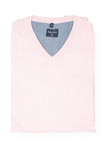 Marvelis Herren Pullover Casual Fit V-Ausschnitt Einfarbig Rosa, Größe:XXL von Marvelis