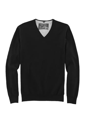 Marvelis Herren Pullover Casual Fit V-Ausschnitt Einfarbig Schwarz, Größe:M von Marvelis