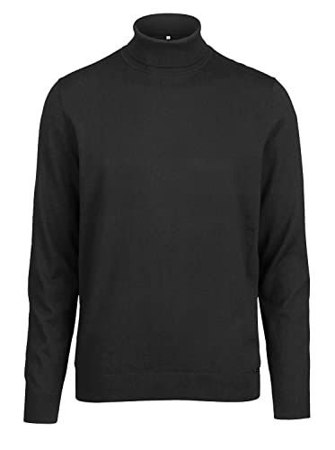 Marvelis Herren Rollkragenpullover Casual Fit Merino Einfarbig Schwarz, Größe:S von Marvelis